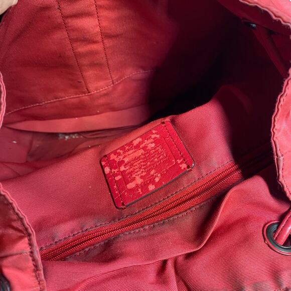 Coach True Red Nylon Backpack w/ Leather Trim and Antique Silver Hardware main image 5